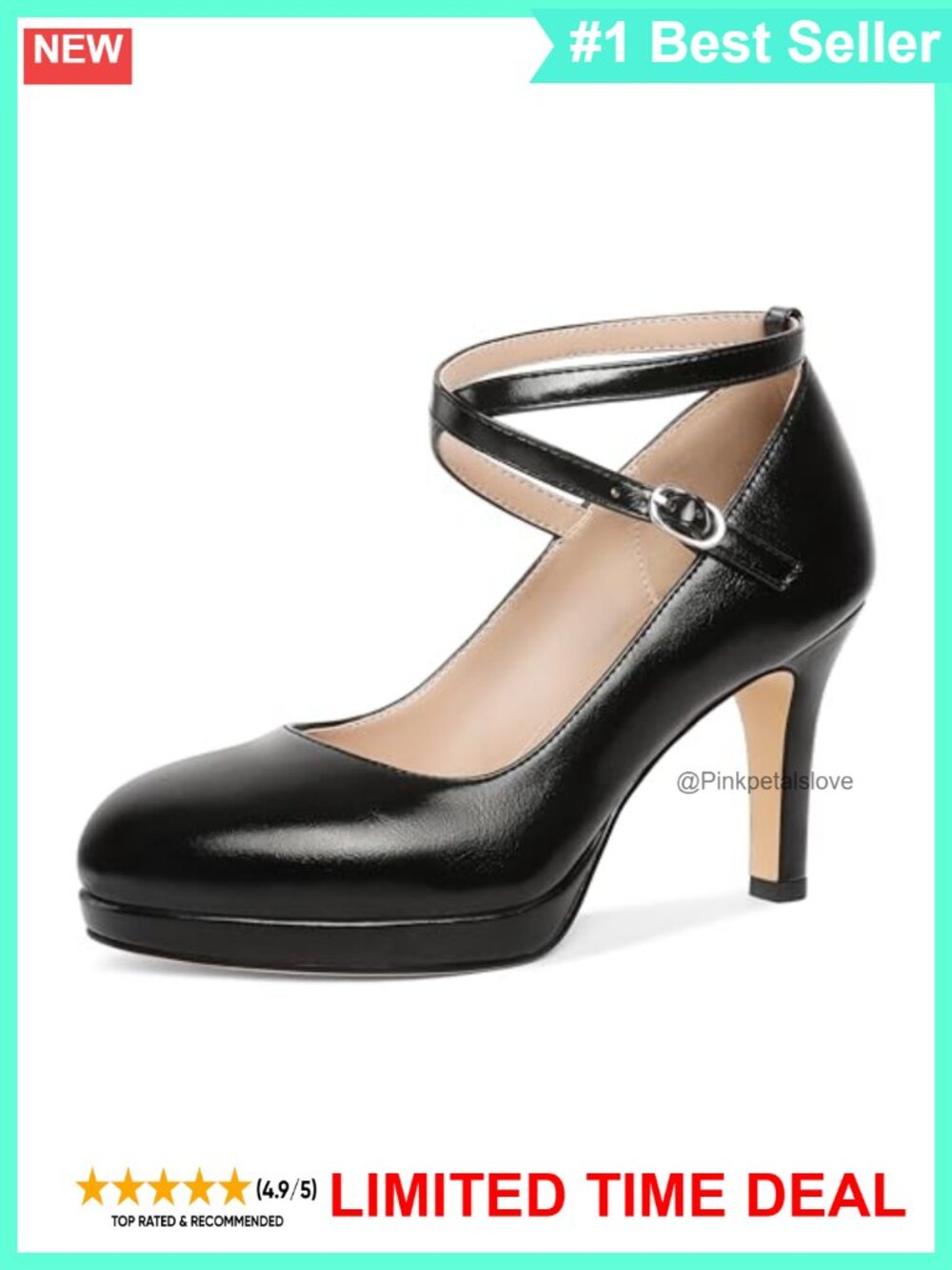 Platform Pumps Cross Ankle Strap High Heels Closed Toe Dress Shoes